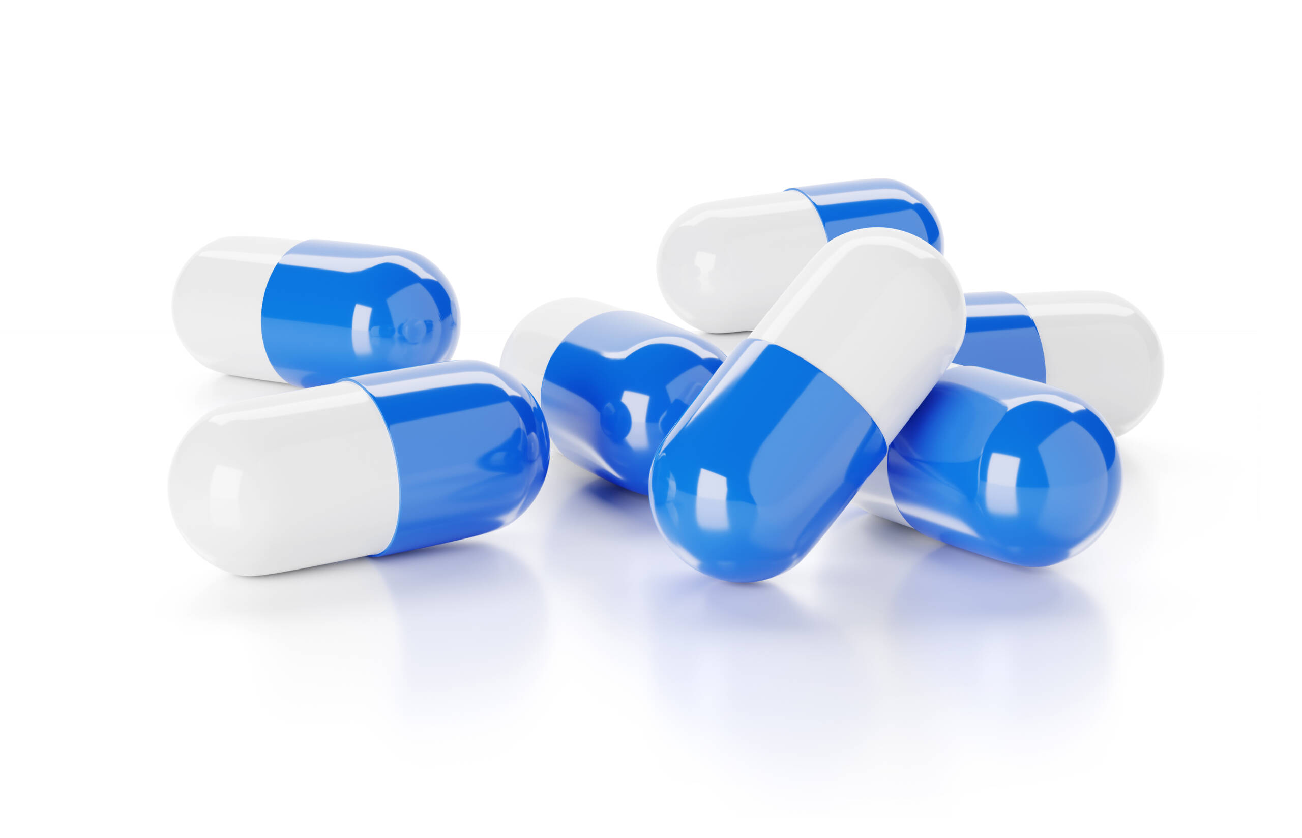 blue and white capsules